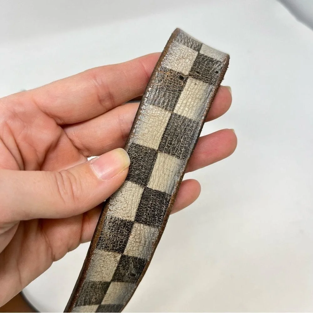 Levi's Check Print Leather Belt Size M 34-36‎